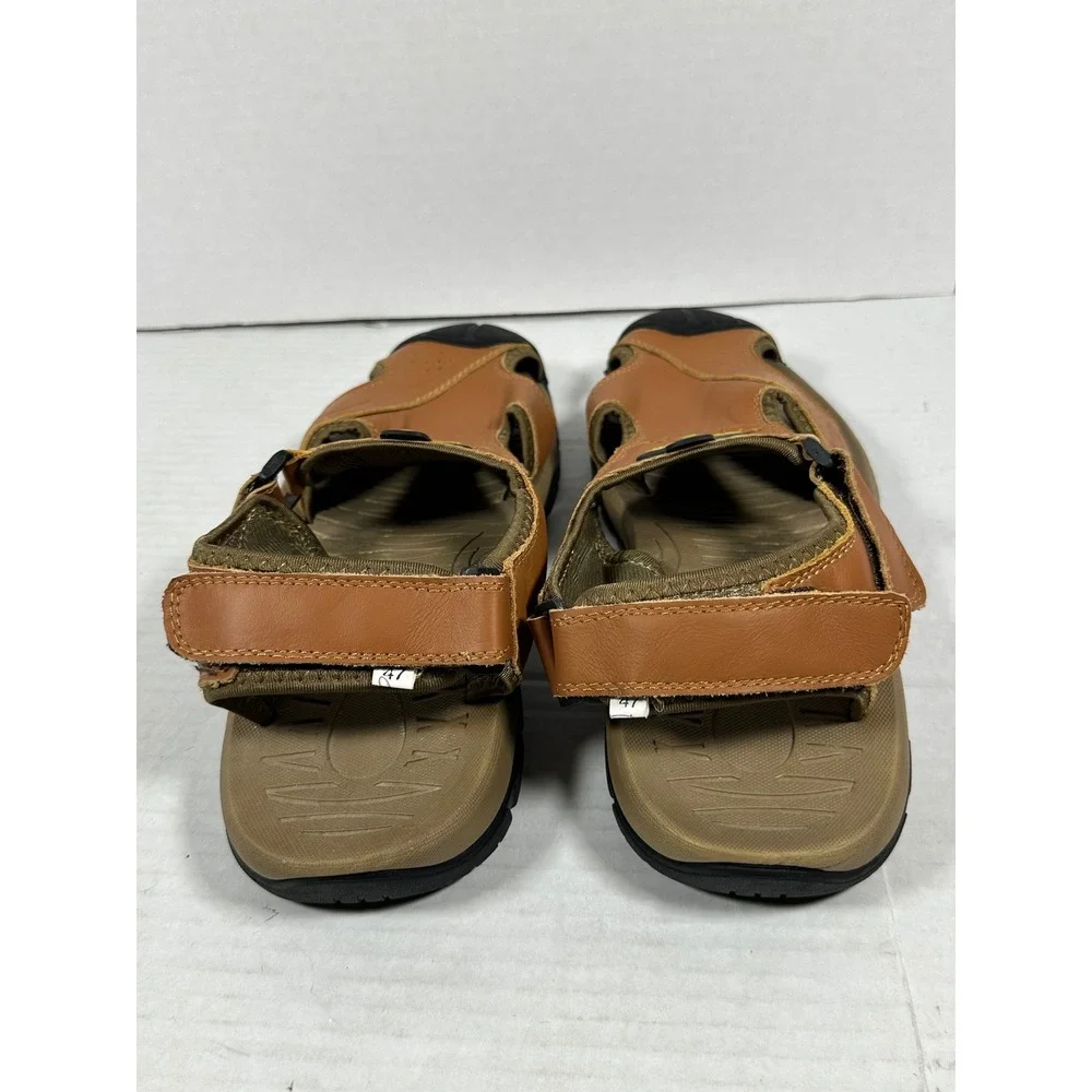 Fashion Mens Tan Brown Closed Toe Sport Hiking Sandals Size 47 Adjustable Strap